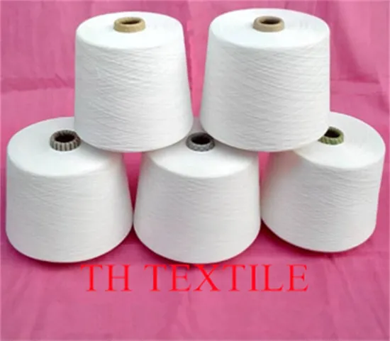Текстильная пряжа из смеси хлопка и полиэстера CVC 80/20 на складе для вязания текстиля